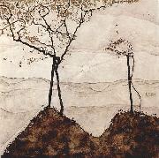 Egon Schiele Herbstsonne und Baume oil painting artist